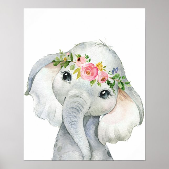 Boho Elephant Wall Art Skriv ut vattenfärgen Nurse Poster (Framsidan)