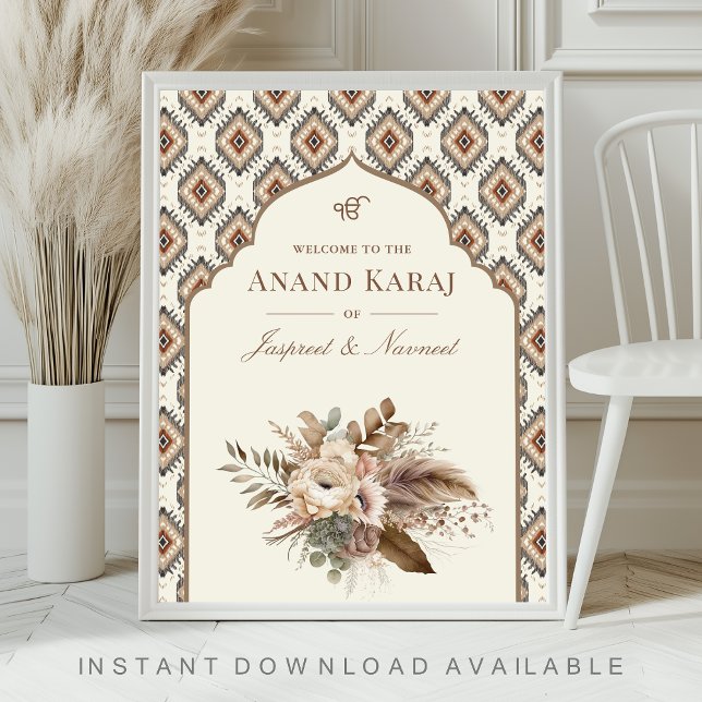 Boho Elfenbensfärgad Anand Karaj Sikh välkomstskyl Poster (Skapare uppladdad)