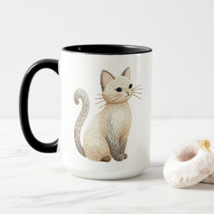 Boho Embroiderade Neutralt Kattunge på kaffe Kopp