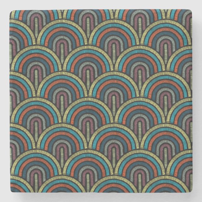 Boho Embroidery Arch Mönster Marble Underlägg (Framsidan)