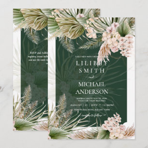 BOHO Emerald Grönt Pampas Grass Peach Bröllop