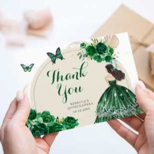 Boho Emerald Grönt Princess Quinceañera Tack Kort