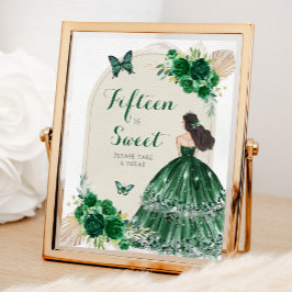 Boho Emerald Grönt Quinceañera 15 är Sweet Poster