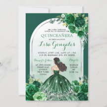 Boho Emerald Grönt Quinceanera-inbjudan