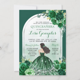 Boho Emerald Grönt Quinceanera-inbjudan Inbjudningar