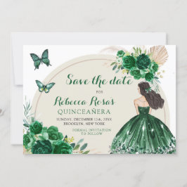 Boho Emerald Grönt Quinceañera Spara datum Inbjudningar