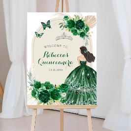Boho Emerald Grönt Quinceañera Välkomsttecken Poster