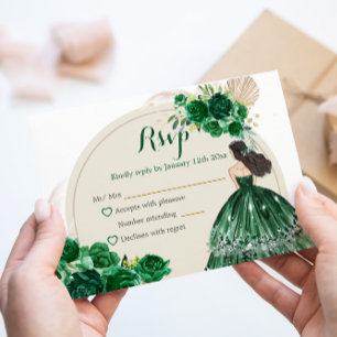 Boho Emerald Grönt Ro Princess Quinceañera OSA Kort