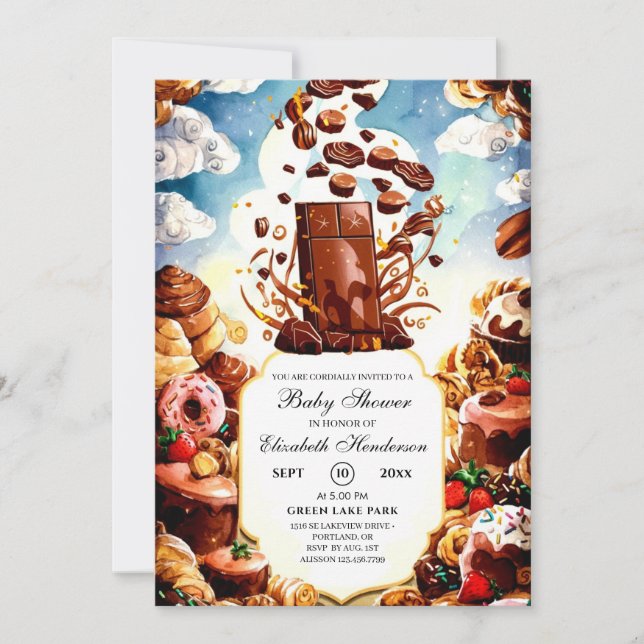 Boho Enchanted Chocolate Baby Shower Inbjudningar (Framsida)