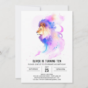 Boho Enchanted Lejon Birthday Inbjudningar