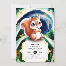 Boho Enchanted Squirrel Birthday Inbjudningar