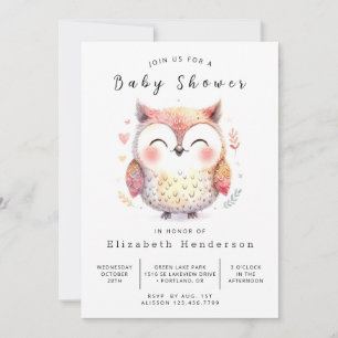 Boho Enchanted Uggla Baby Shower Inbjudningar