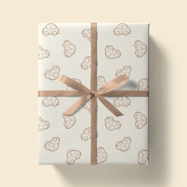Boho Enkla Bilar Fordon Modern Pojke Neutral Beige Presentpapper