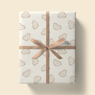 Boho Enkla Bilar Fordon Modern Pojke Neutral Beige Presentpapper