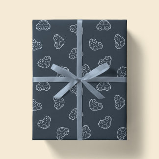 Boho Enkla Bilar Fordon Modern Söt Pojke Mörkblå Presentpapper