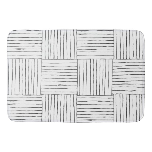 Boho Ethnic Bath Mat - Black & White Design Badrumsmatta (Framsidan)