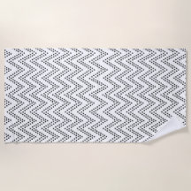 Boho Ethnic Beach Towel - Black & White