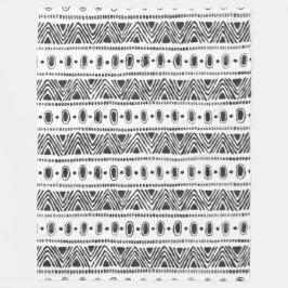 Boho Ethnic Fleece Blanket - Black & White