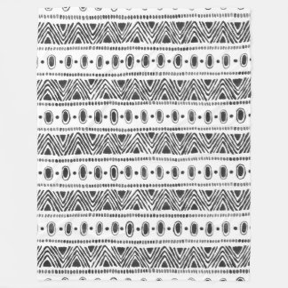 Boho Ethnic Fleece Blanket - Black & White