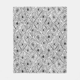 Boho Ethnic Fleece Blanket - Black & White