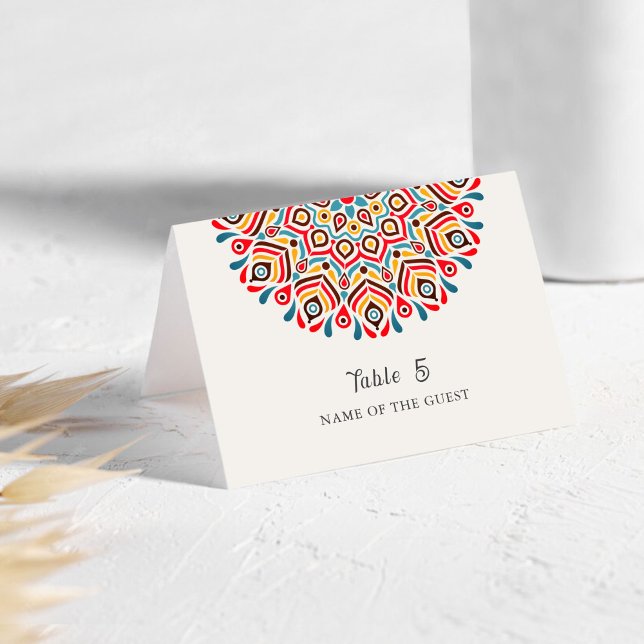 Boho Ethnic Floral Mandala Wedding Place Card Bordsnummer (Skapare uppladdad)