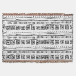 Boho Ethnic Throw Blanket - Black & White Filt