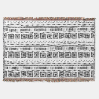 Boho Ethnic Throw Blanket - Black & White Filt