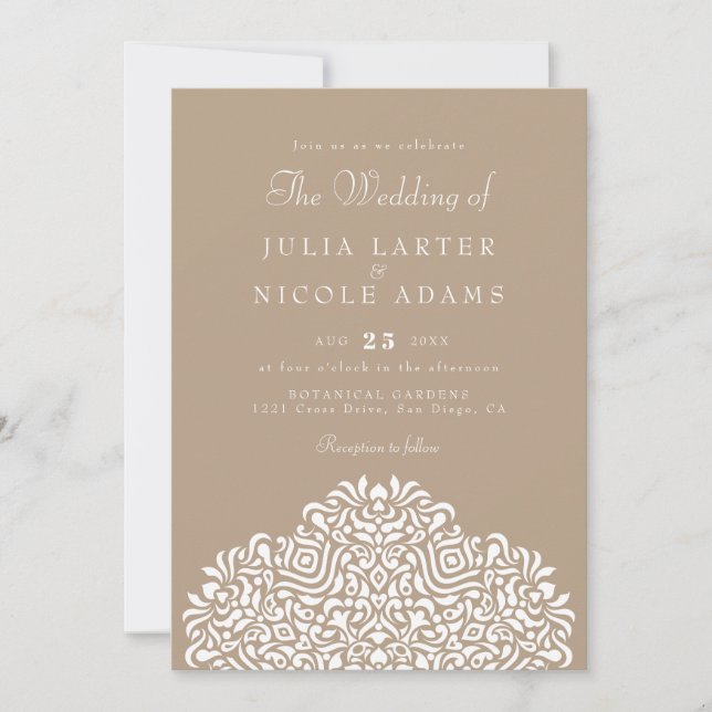 Boho etniska botaniska accent bröllop inbjudningar (Framsida)