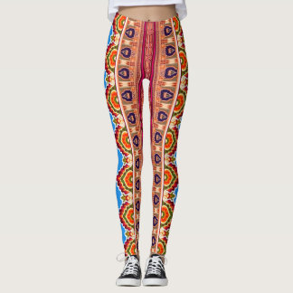 Boho etniska mandala mönster färgglada kvinnor Leg Leggings