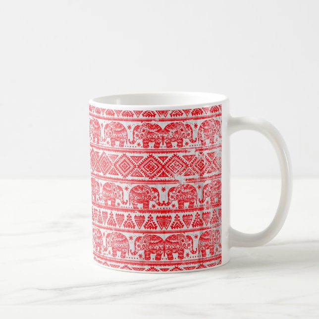 Boho etniskt elefantmönster kaffemugg (Höger)