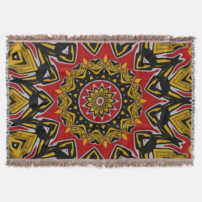 Boho etniskt inspirerad mosaik mandala-konst filt (Framsidan)