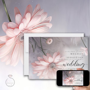 Boho Etterliknande Rosa Prästkragar 2 Inbjudningar