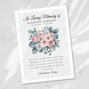 Boho Eucalyptus Blommigt Funeral Memorial Tack Kort