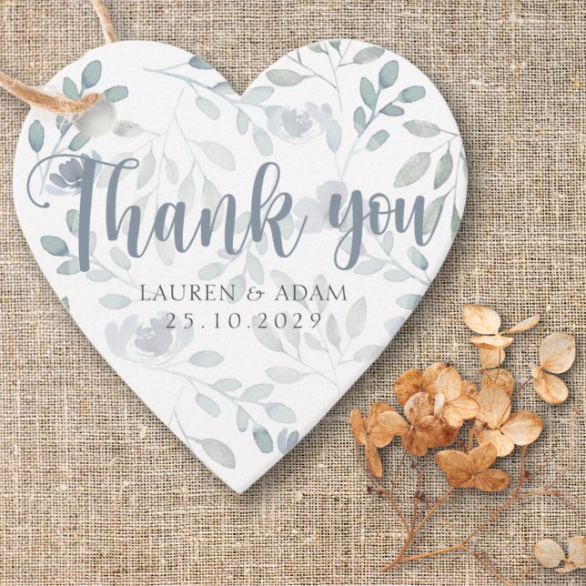 Boho Eucalyptus Chic Dusty Blue Mönster Bröllop Gåvor Etiketter (Skapare uppladdad)