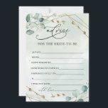 Boho Eucalyptus Greenery Foliage Faux Guld Ram Rådkort<br><div class="desc">Boho Eucalyptus Greenery Foliage Faux Ram Advice Card,  kontakta mig för matchande artiklar eller för anpassning,   Ro ©</div>