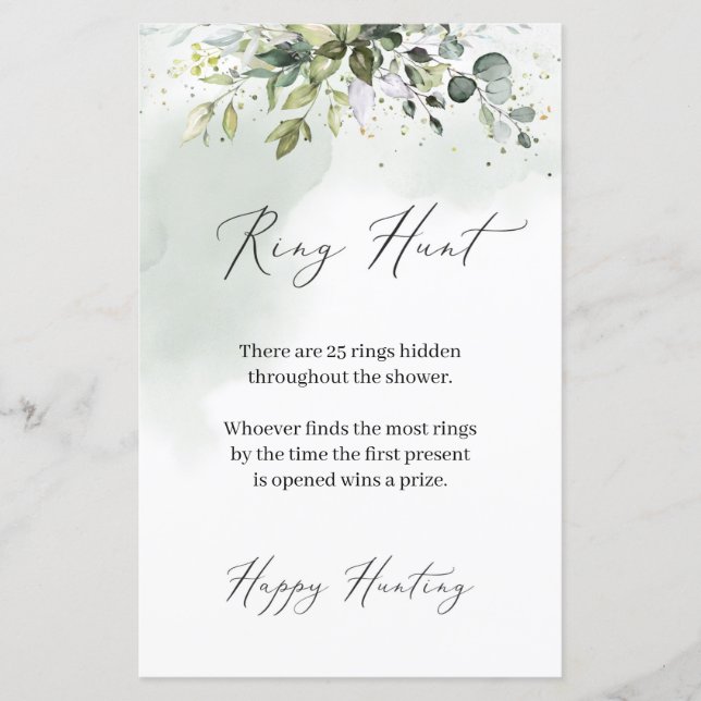 Boho Eucalyptus greenery foliage Ring Hunt-vilt (Framsida)