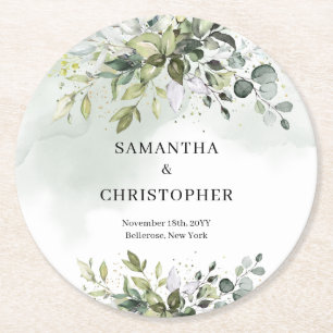 Boho eucalyptus greenery folieutandning guld underlägg papper rund