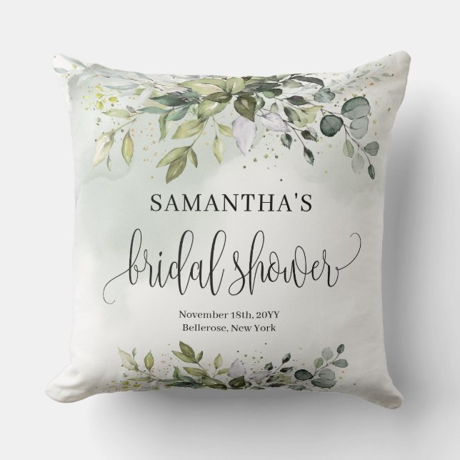 Boho Eucalyptus greenery grenar faux guld Kudde (Framsida)