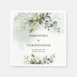 Boho Eucalyptus greenery grenar faux guld Pappersservett