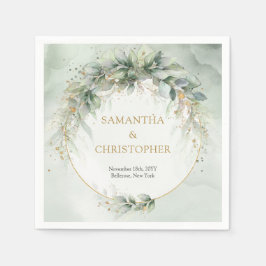 Boho Eucalyptus greenery grenar faux guld ram Pappersservett