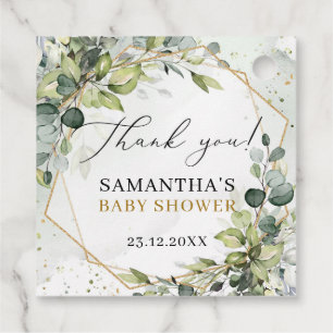 Boho Eucalyptus greenery grenar guld Baby Shower Gåvor Etiketter