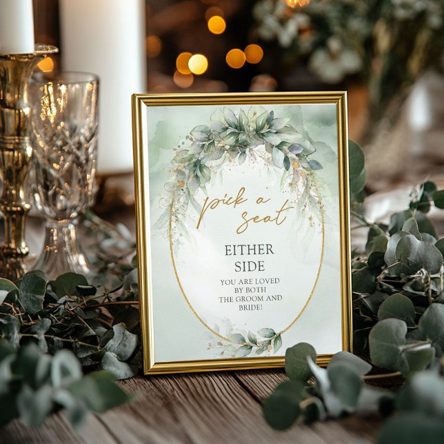 Boho eucalyptus greenery Plocka a Seat endera sida Poster (Boho eucalyptus greenery Pick a Seat Either Side Poste)