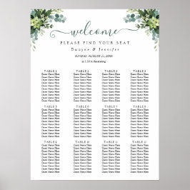 Boho Eucalyptus Grönska Sommar Bröllop Sittplatser Poster