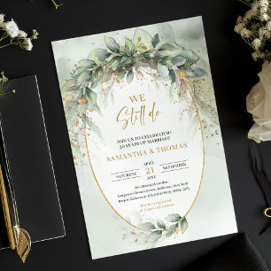 Boho eucalyptus grönt guld Vi bjuder fortfarande i Inbjudningar
