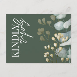 Boho Eucalyptus inbjudan till Mörk grönt och vit O Vykort