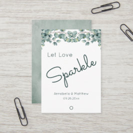 Boho Eucalyptus Låt Kärlek Gnistra Bröllop Sparkle Visitkort