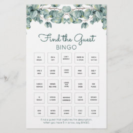 Boho Eucalyptus Löv Baby Shower Bingo Game