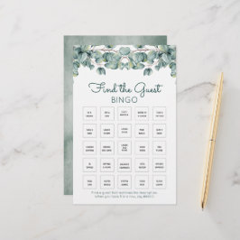 Boho Eucalyptus Löv Baby Shower Bingo Game