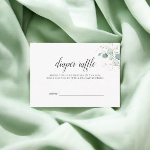 Boho Eucalyptus Löv Baby Shower Diaper Raffle Tilläggskort
