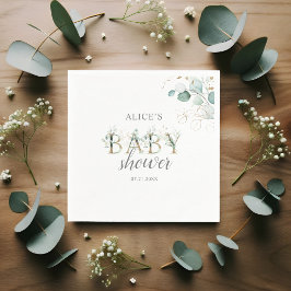 Boho Eucalyptus Löv Baby Shower Pappersservett